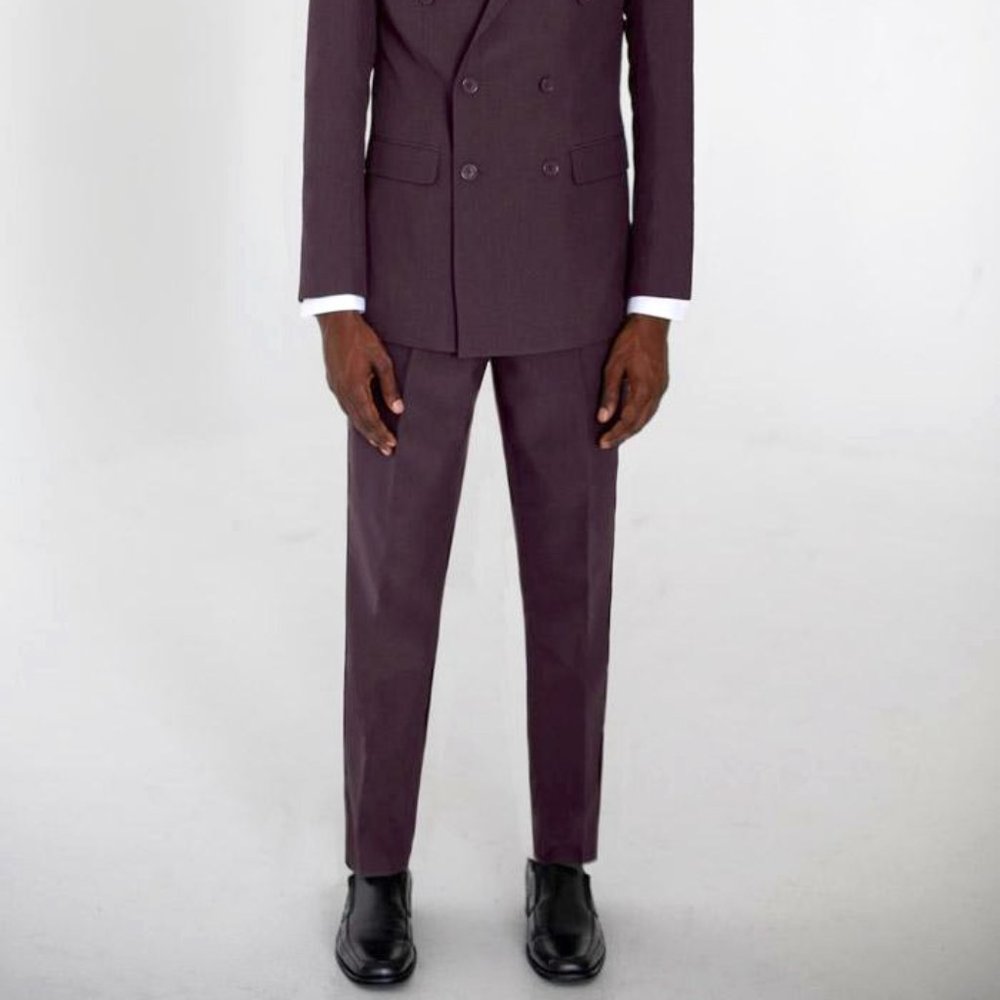 Burgundy Slim Suit Pants